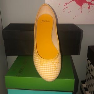 NWT Yellow Gingham J Crew Ballet Flats